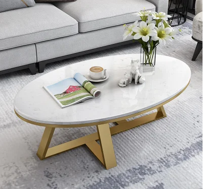 

Small apartment Nordic home marble coffee table living room light luxury oval coffee table table balcony