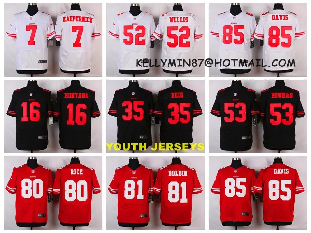 Stitiched, San Francisco s, Carlos Hyde, Hayne NaVorro Bowman Eric Reid Anquan Boldin, Монтана Патрик Willisfor youth, детский трикотаж