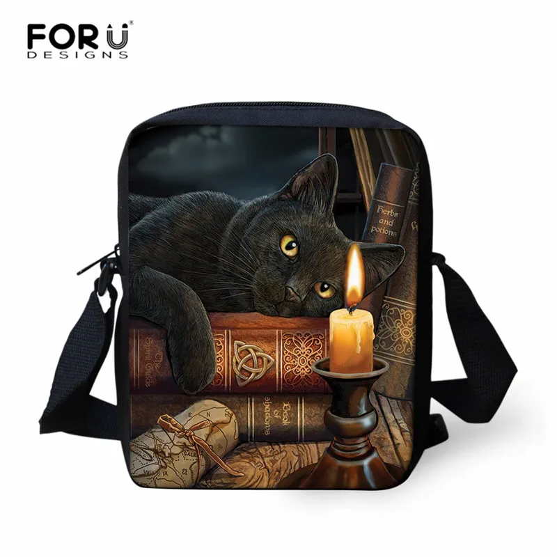 7 FORUDESIGNS/комплект из 3 предметов, школьный рюкзак в готическом стиле с черным рисунком кота, школьные сумки для начальной школы, повседневные сумки для девочек, сумка-портфель - Цвет: 7