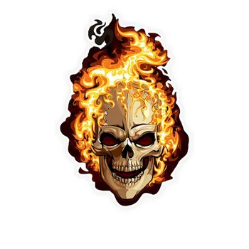 

11cm*16cm Fire Skull Laptop Sticker Vinyl Decal Reflective Car Sticker