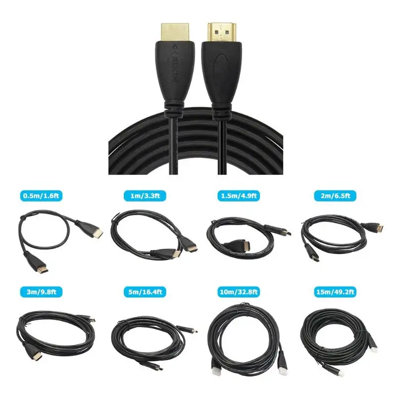 Многофункциональный позолоченный Сверхтонкий высокоскоростной кабель HDMI 1,4 HDTV Ethernet 4K x 2K 3D Аудио возврат 8 длины 0,5 m-15 m Новинка