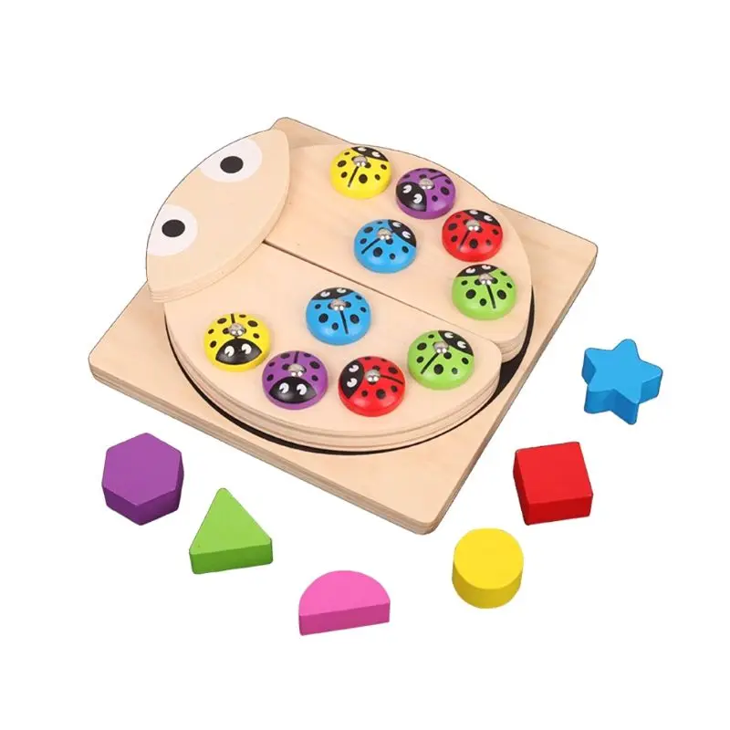 Складная магнитная деревянная игра божья коровка, игрушка для рыбалки, набор Монтессори для детей