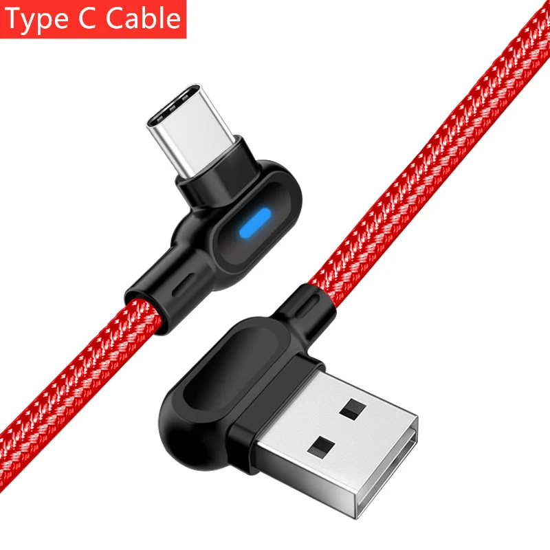 90 градусов быстрая зарядка Micro usb type C кабель для samsung S8 S9 Кабель Microusb для Xiaomi 4 4X USB-C кабель для huawei P20 P30 - Цвет: Red Type-C