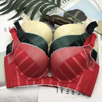 

Super Push Up Bra Small Breasts 3/4 Cup Thick Padded Underwire Gathered Underwear Lingerie Back Closure Bras Wholesale Hot Sell