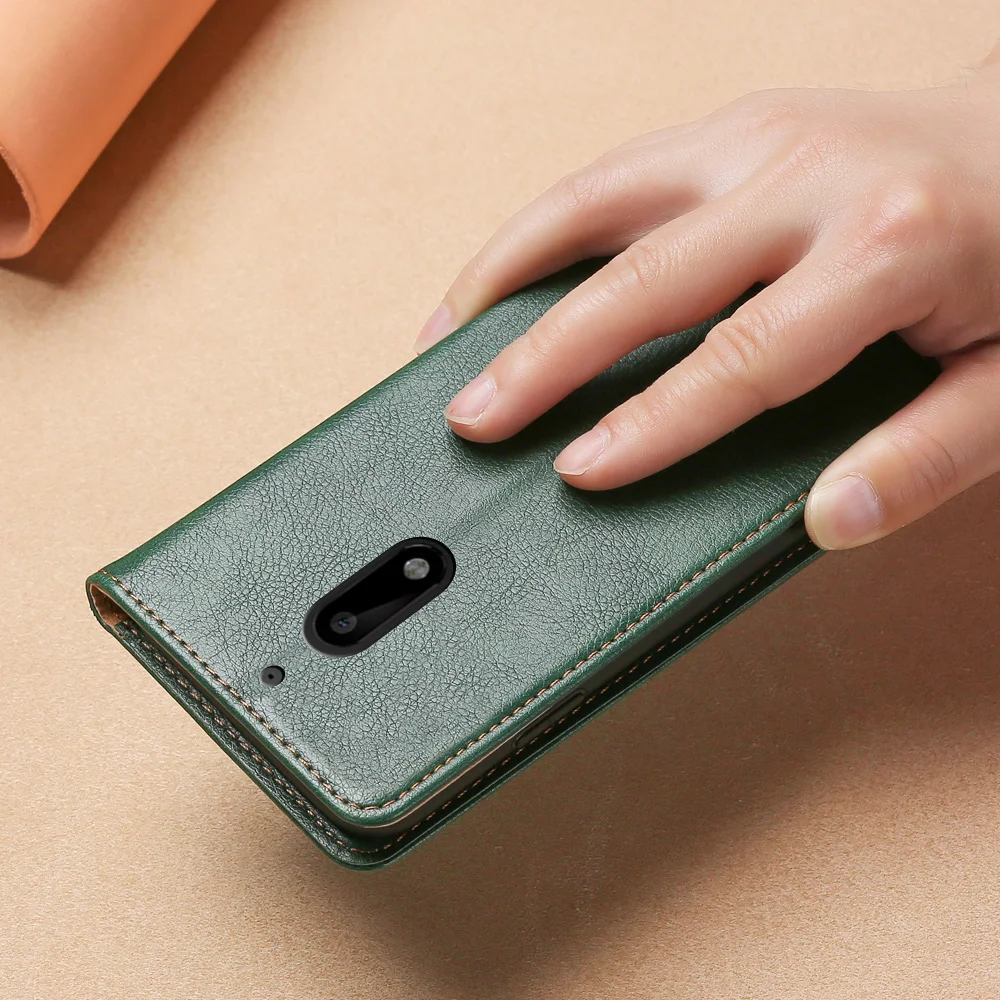 Кожаный чехол для Nokia 6 с магнитной откидной подставкой телефона отделением карт телефона|Бамперы| |