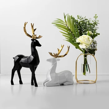 

Geometric Elk Shape Sculpture Home Nordic Style Decoration Accessories Moderno Art Simple Crafts Living Room Decoration