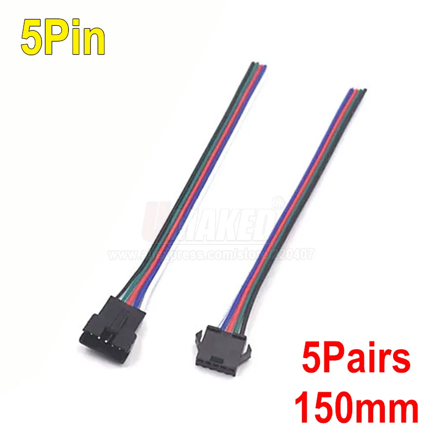 5 пар JST SM 4 контакта/голова мужчин и женщин вилка/быстрый соединитель провода для RGB светодиодные ленты, 4pin разъем - Цвет: 5Pins