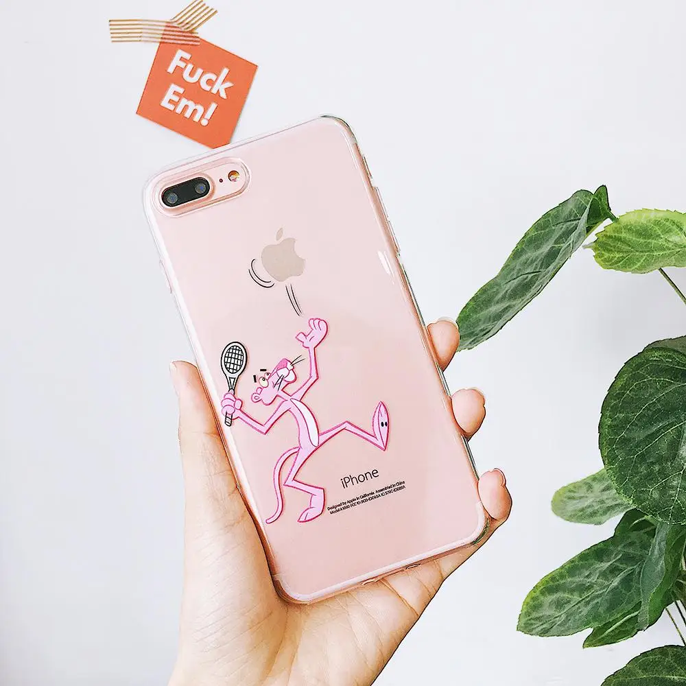 Чехол для телефона с рисунком Человека-паука для iPhone XR XS MAX 6 6S 8 7 Plus X Мягкие силиконовые прозрачные чехлы с милой розовой пантерой