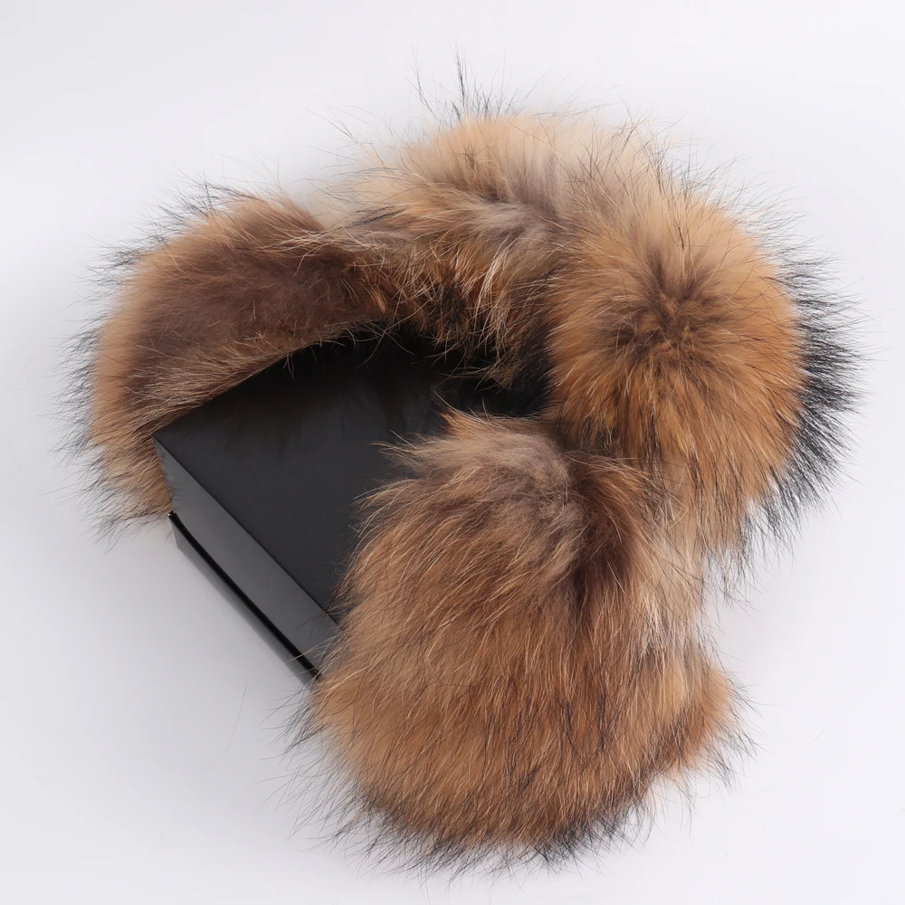 New Fashion Women Natural Real Fox Fur Earmuffs Plush Winter Warm Big Fox Fur Ear Muffs Girls Luxury Earmuff