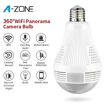

A-ZONE HD 1080P Home Security IP Wifi Camera 360 Panoramic LED Light Bulb Camera Wireless 2.0MP Surveillance Video Lamp Camera