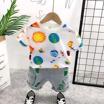 

Boys Clothes set Children Clothing Summer Toddler Kids Clothes Tracksuit For Baby T-shirts and shorts Sets 2-7Y planet Print Clo