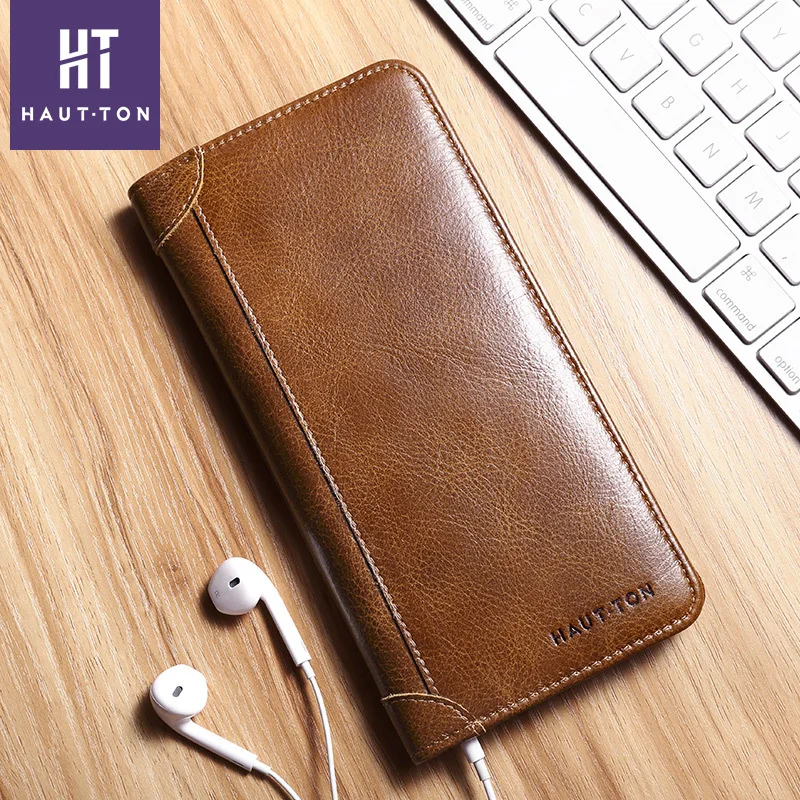 

Haut Ton New Style Leather Wallet Men Long Purse Casual Cowhide Clutch Business Ultra-Thin Leather Bag Men's