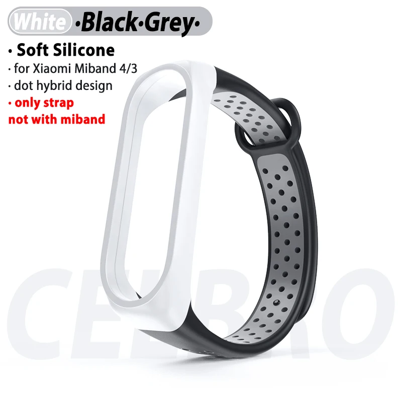 Силиконовый браслет для Xiaomi Mi, 4 ремешка, 3 браслета, мягкий силиконовый Камуфляжный браслет, ремешок для Xiaomi Mi, бандаж 4, 3 - Цвет: Black White