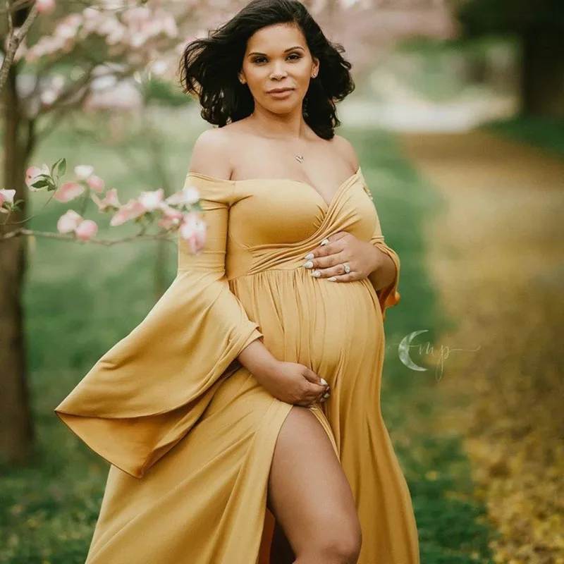 Long Sleeve Maternity Dress Photoshoot - Cotton Maternity Dress Photo Shoot  Sexy - Aliexpress