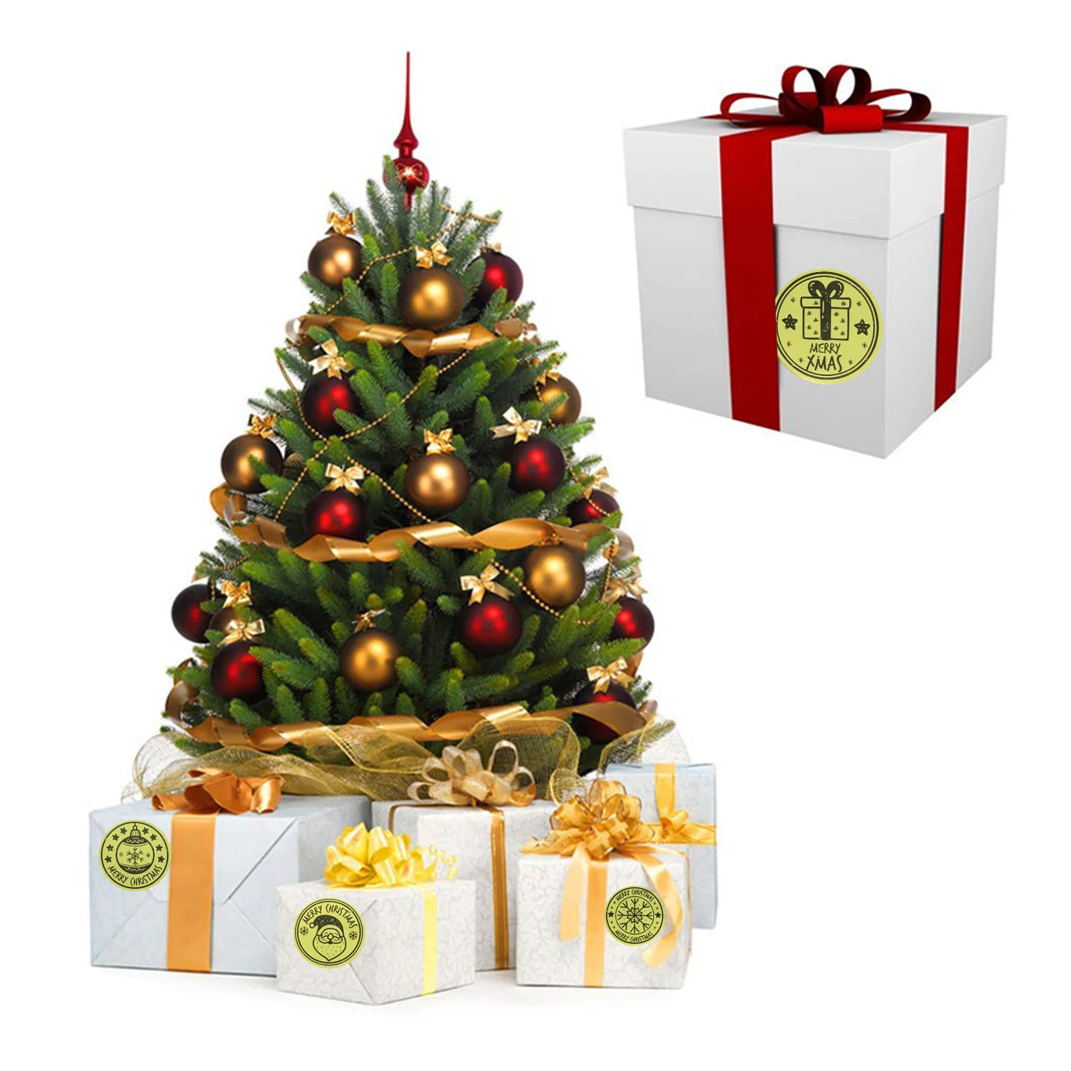 500pcs Gold Foil Merry Christmas Stickers Seal Labels Xmas ...