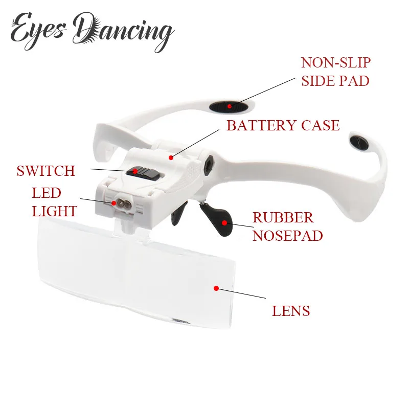 Увеличительное стекло с 5 линзами для наращивания ресниц, регулируемое увеличительное стекло, светодиодный светильник, увеличительное стекло es для отдельных ресниц