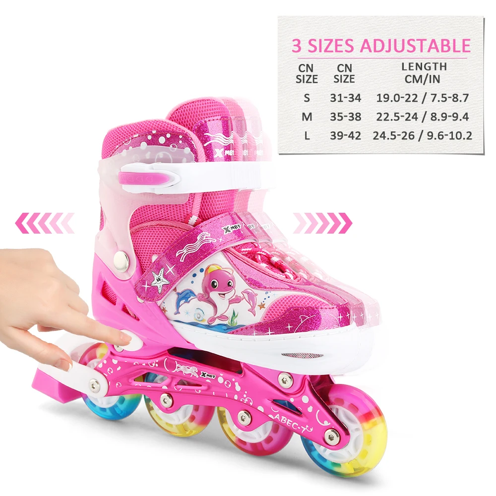 Inline Skates für Kinder Rollschuhe Einstellbare Größe 31-42 Mädchen Junge I2O1 