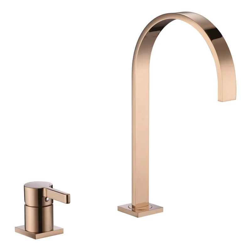

Wire Drawing Gold Three-piece Bathtub Faucet 2 Paper Set Separation Type Basin Faucet