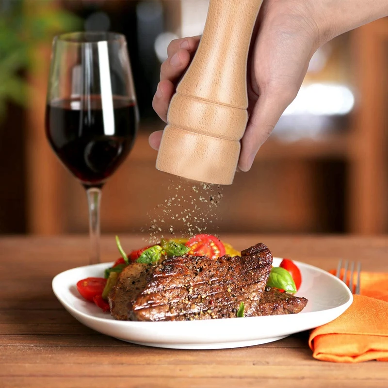 Деревянные мельницы для соли и перца из бука с сердечником нержавеющей стали 8