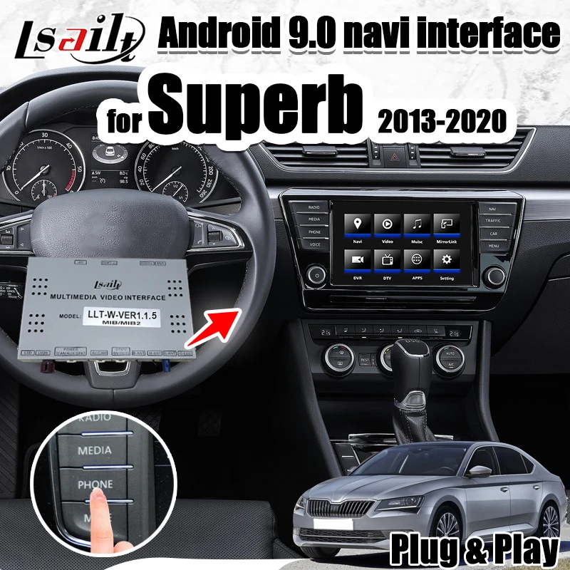 Lsailt Android 9 0 GPS навигация и видео интерфейс carplay для Superb лет Поддержка google play waze