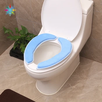 

1Pair 40X17Cm Useful Portable Warm Plush Paste Toilet Mat Bathroom Toilet Stickers Travel Toilet Pad Bathroom accessories tls