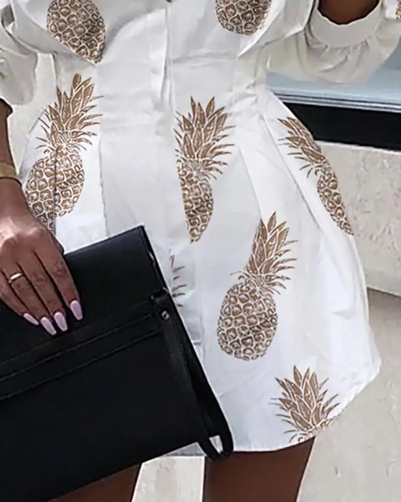 deat 2020 new summer clothes turn-down collar slim high waist printed letters mini length shirt dress WL80901XL