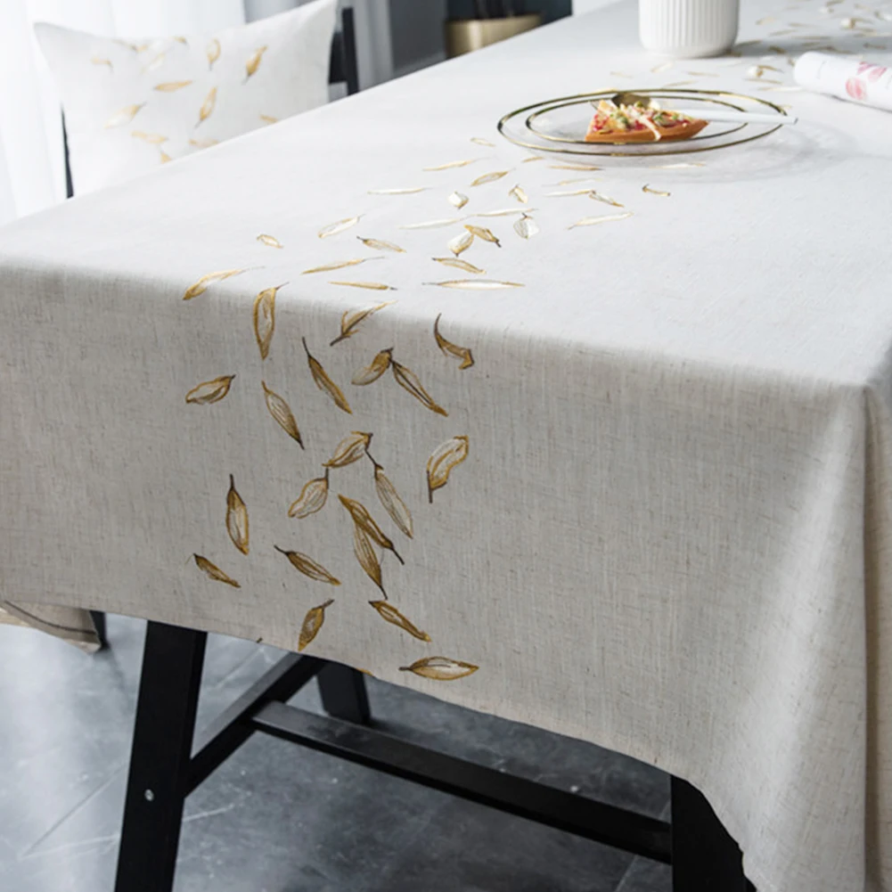 Tablecloth Embroidered Waterproof Flax Modern Dustproof Dining Room Nordic Soft Multifunctional Home Decor Cover Rectangular