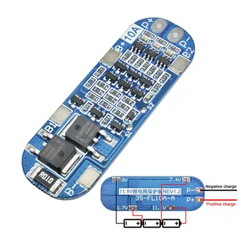 

Battery Charger Protection Board 3S 10A 11.1V 12V 12.6V Lithium Module for 18650 Li-ion Lipo Battery Cells BMS 3.7V