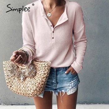 

Simplee Casual o neck buttons women blouse shirt Long sleeve cotton female white tops shirt Spring summer office ladies blouses