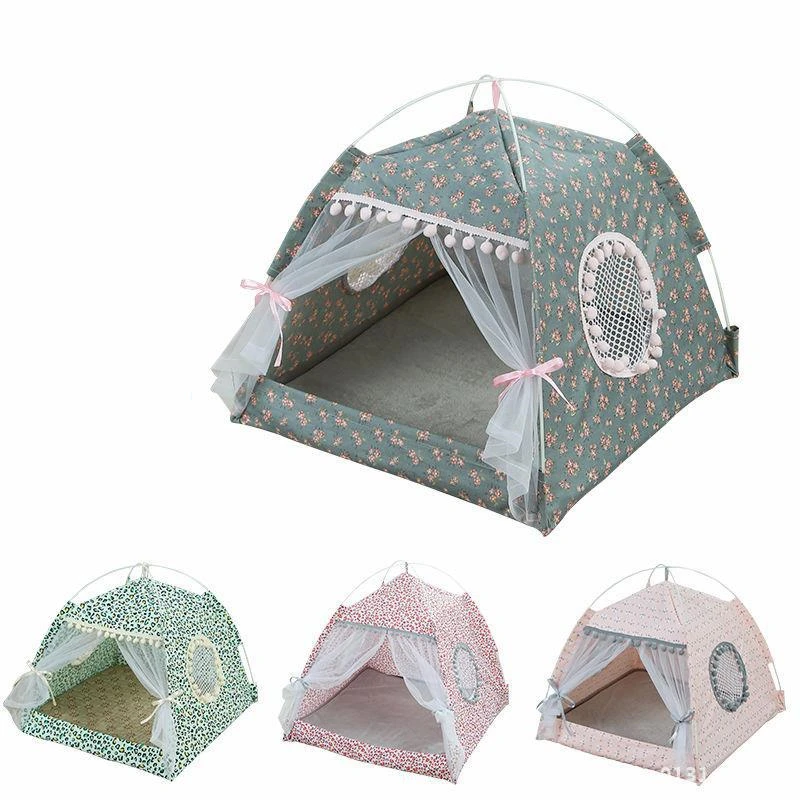 Folding Play Tent Game House Bed for Pets Dog Cat Rabbit Baby At Home Summer Outdoor Sleeping Teepee Teddy (2)