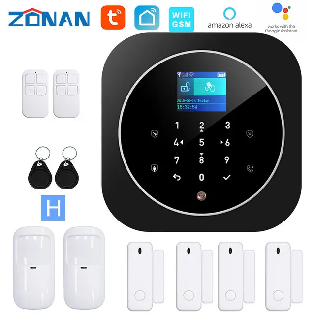 ZONAN G12 Tuya Wifi Gsm Alarm Security System Smoke Detector Alexa Compatible App Control Smart Home Wireless Safety Alarm Kits H