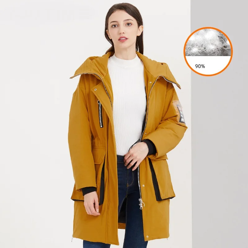 

High quality winter 90% white duck down jacket down jacket 2019New women's coating warm hooded women's long down jacket XL