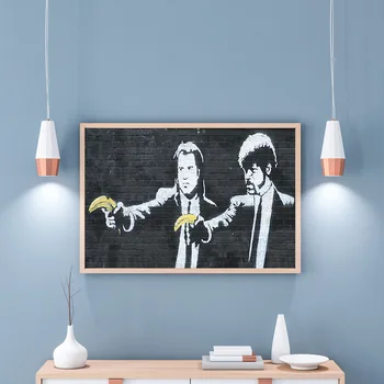 

Banksy Street Graffiti Poster and Prints Painting Pulp Fiction Canvas Painting Wall Pictures for Home Living Room Decoration