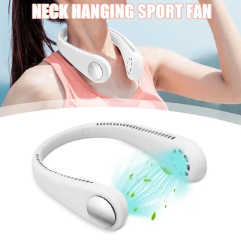 

2020 Wearable Lazy Sports Halter Fan Mini Hanging Neck Fan USB Rechargeable Cover Halter Sports Fan Air Cooler Outdoor