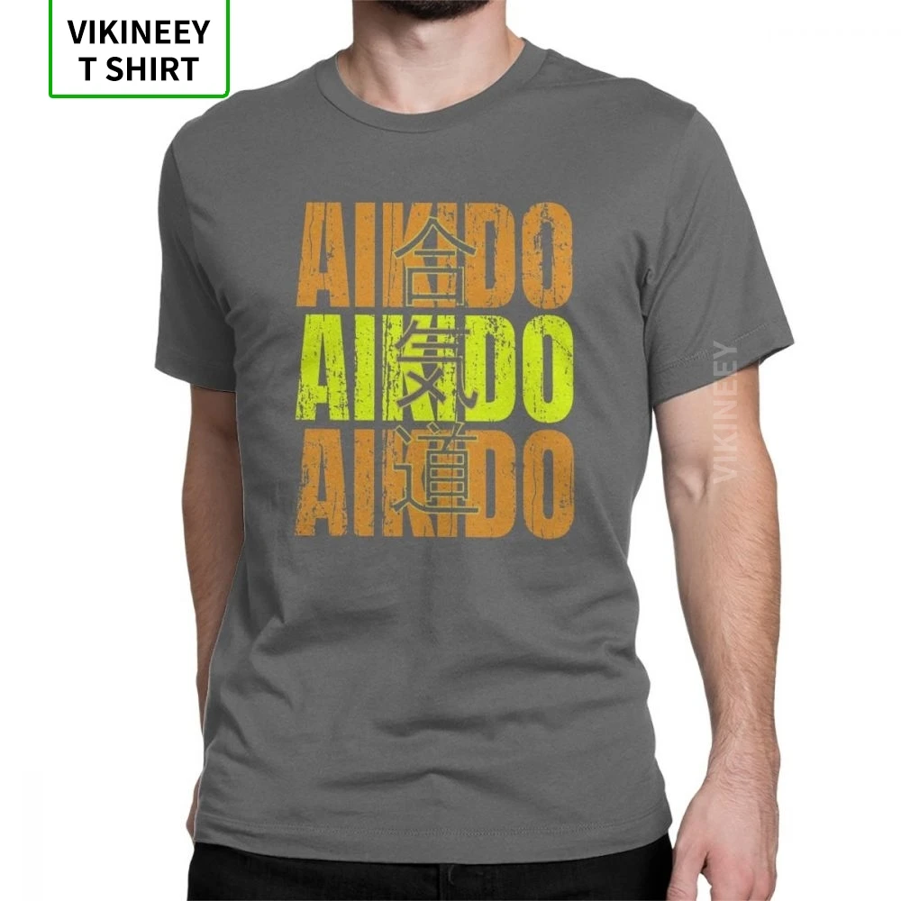 

Aikido Men's T Shirt Martial Arts Gift Ideas Crazy 100% Cotton Short Sleeve Tees Crewneck T-Shirts Vintage Printed Clothes