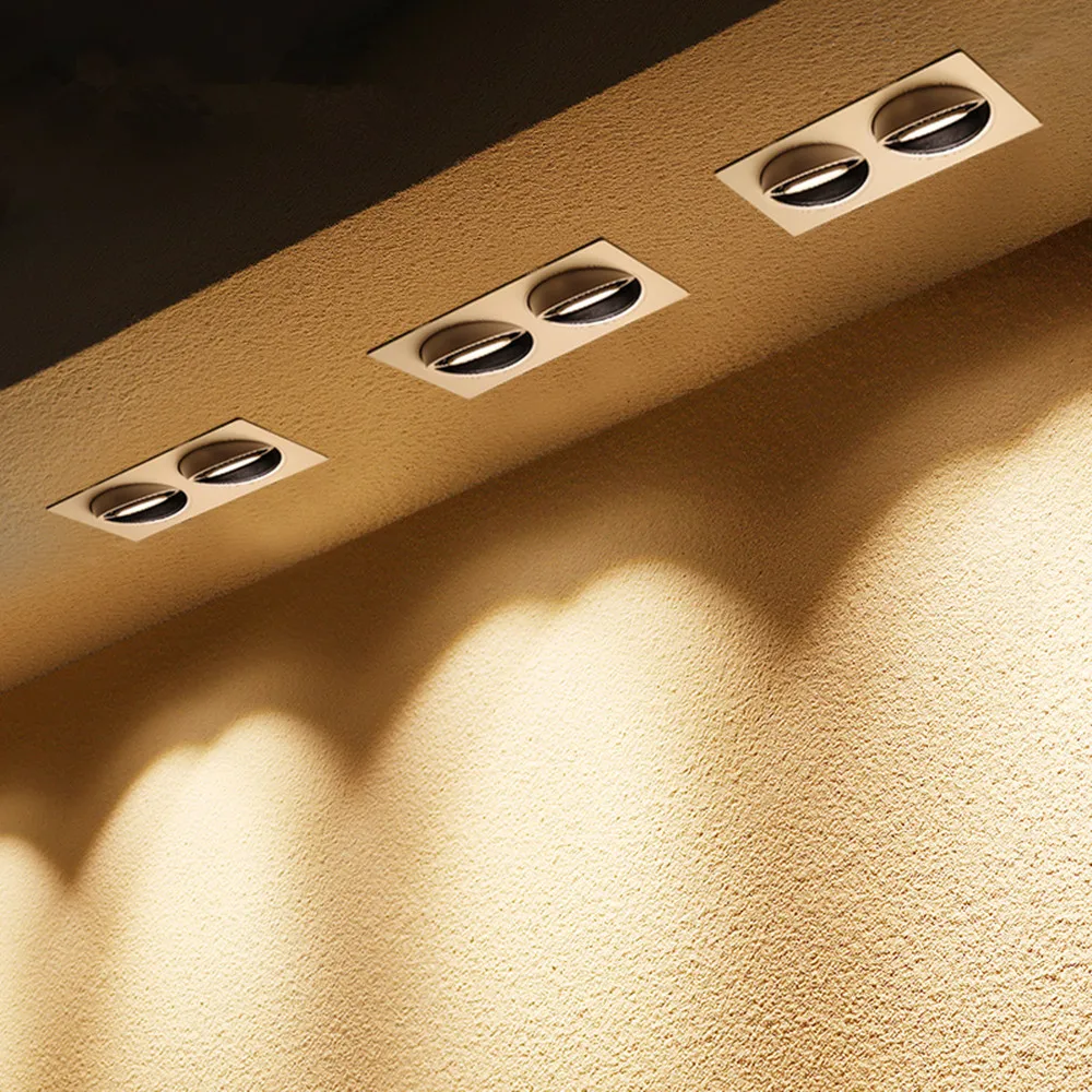 Диммируемый светодиодный светильник с одной/двойной головкой, светодиодный встраиваемый светильник, Регулируемый угол наклона, потолочный светильник для кухни, гостиной, спальни