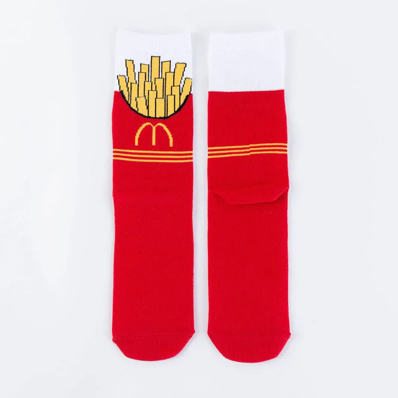 Men and women food fruit print pattern socks avocado McDonald's cookies funny personality fashion print ladies socks lovers