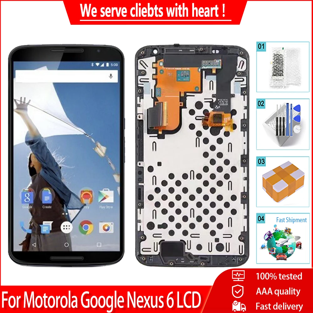 5 96 &quotAMOLED для Motorola Google Nexus 6 XT1100 XT1103 ЖК-дисплей сенсорный экран AAA Качество