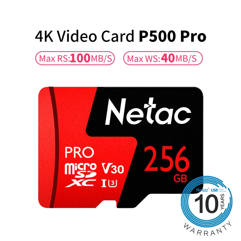Netac класса 10 32 гб 64 гб, Micro SD карта, скорости чтения до 100 МБ/с. видео карта 16GB 128GB 256GB TF флэш-карта памяти для телефона Камера - Емкость: 256GB U3 P500 Pro