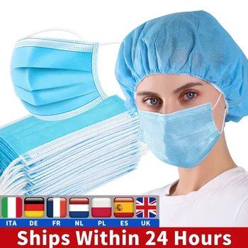 

50PCS Disposable Mask Face Mouth Anti Dust Protect 3 Layers Filter Earloop Non Woven Dustproof Mouth Mask 12-24 hours Shipping