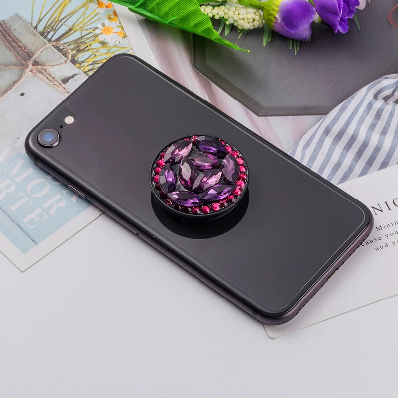 Pocketsocket Bling Держатель с бриллиантами подставка для IPhone X 7 samsung huawei карманная розетка держатель для сотового телефона - Цвет: Фиолетовый