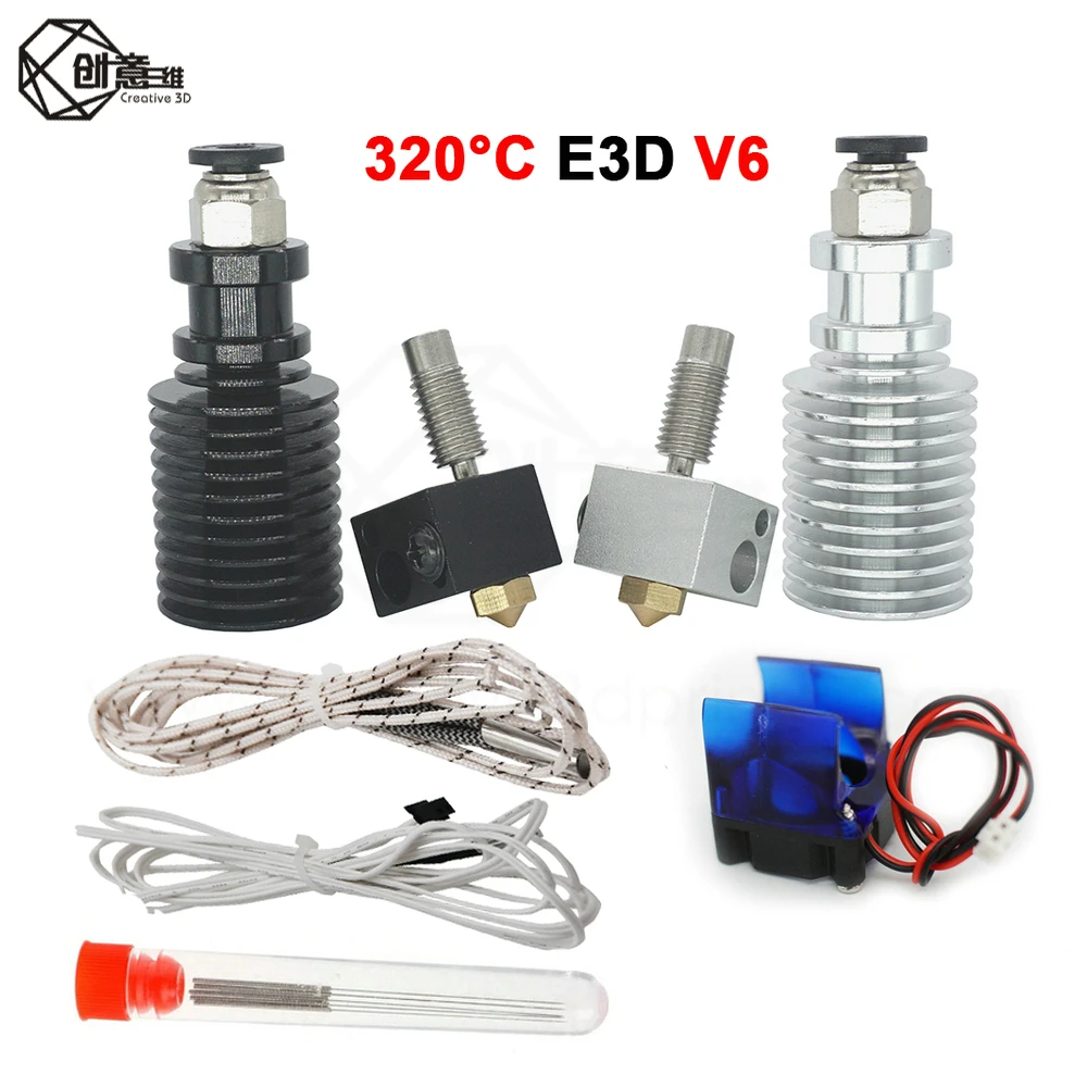 E3D V6 Hotend Комплект Высокая температура версии 300 градусов Цельсия J-head 3D-принтеры Запчасти 0,4/1,75 мм дистанционный экструдер 12V 24V