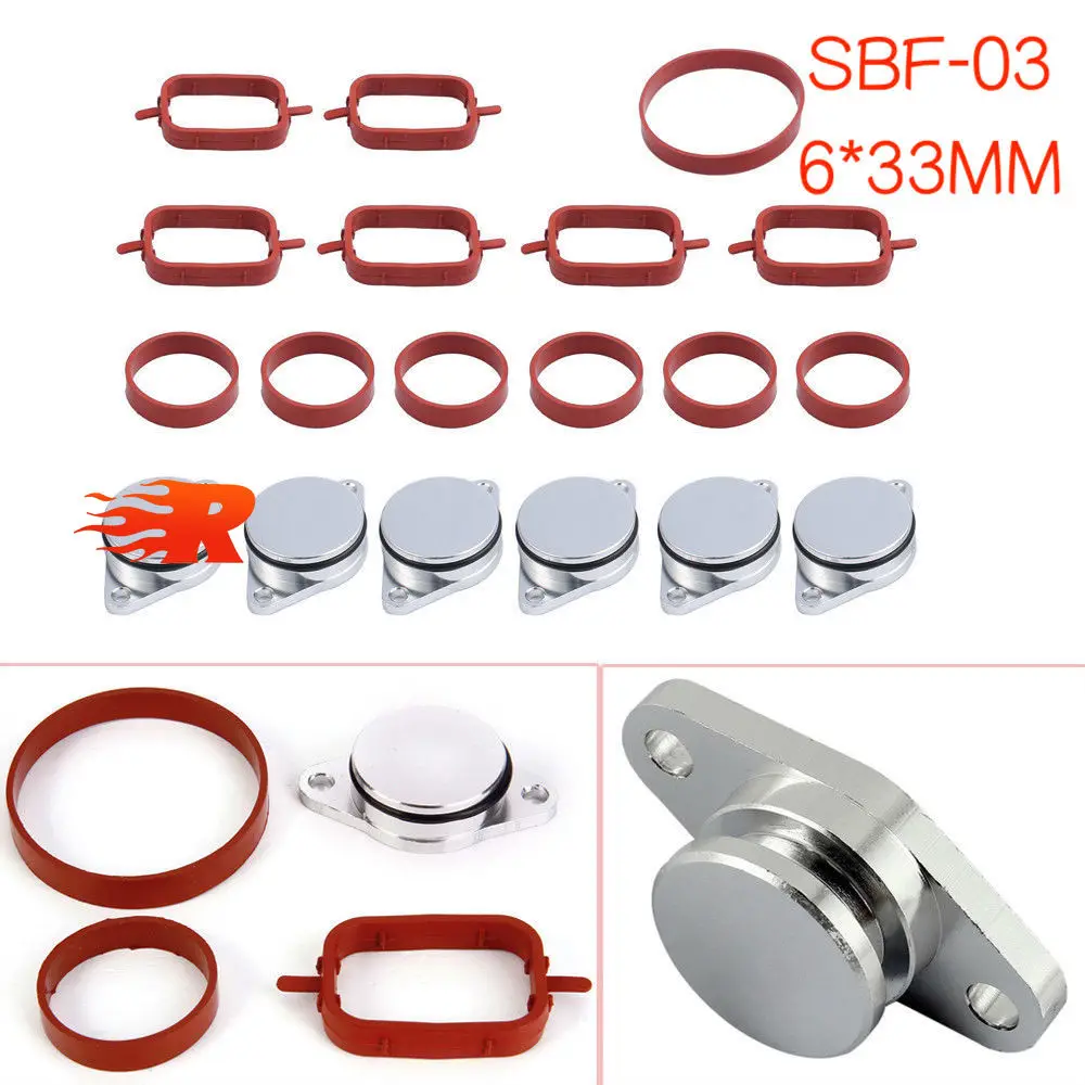 Set of 4/6 x 22/33mm design by aluminum For BMW M57 Swirl Flap Blanking Plates seal with intake manifold gasket 6 cylinder