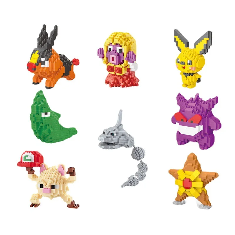 Новые игрушечные кубики Покемон Gengar Tepig Onix Mankey Clefairy модель строительные блоки