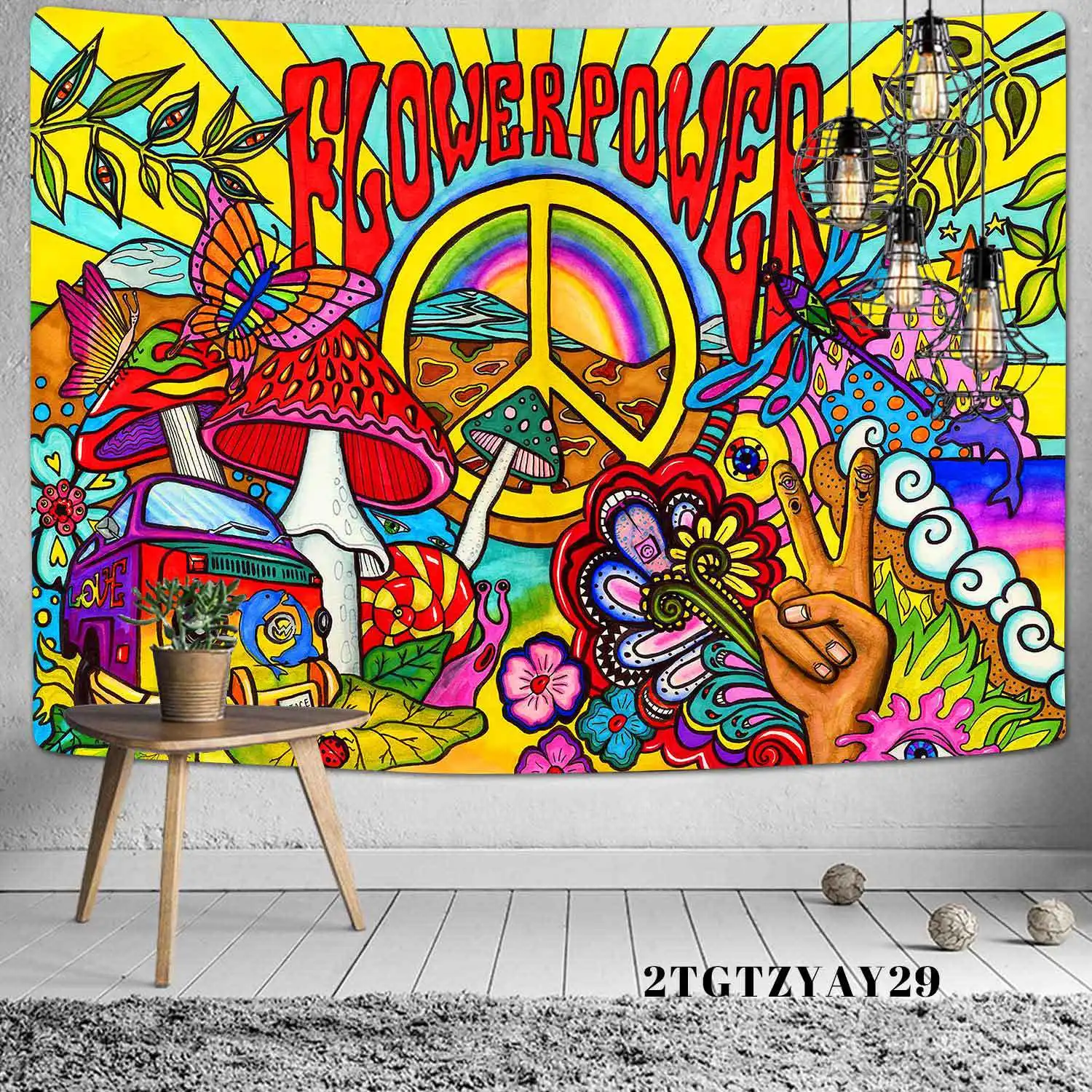 Colorful Peace Love Hip Hop Tapestry Wall Hanging Graffiti Street Dance Culture Blanket Carpet Home Dorm Room Decoration | Дом и сад