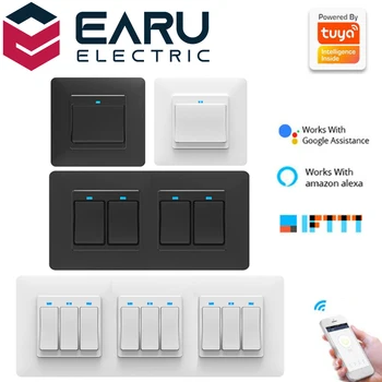 

1 2 3 Gang 10A WiFi Smart Timer Light Wall Switch Push Button Switch Smart Life Tuya APP Voice Remote Control Alexa Google Home