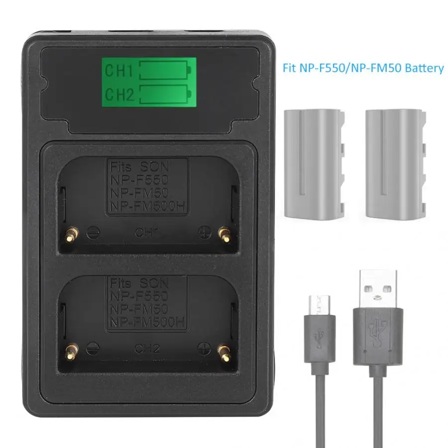 F550/F570 зарядное устройство для камеры с двойным слотом для зарядки с ЖК-дисплеем три входа для зарядки USB Micro-usb type-C