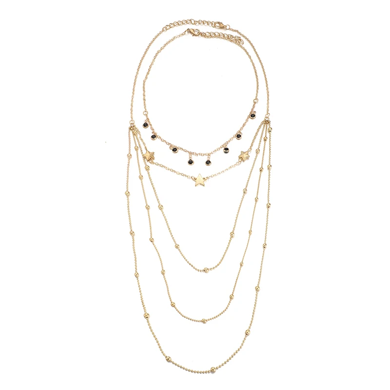 Tocona, роскошное очаровательное многослойное золотое ожерелье на цепочке для женщин, изысканная звезда, кристалл, камень, ювелирные изделия, аксессуары 8655