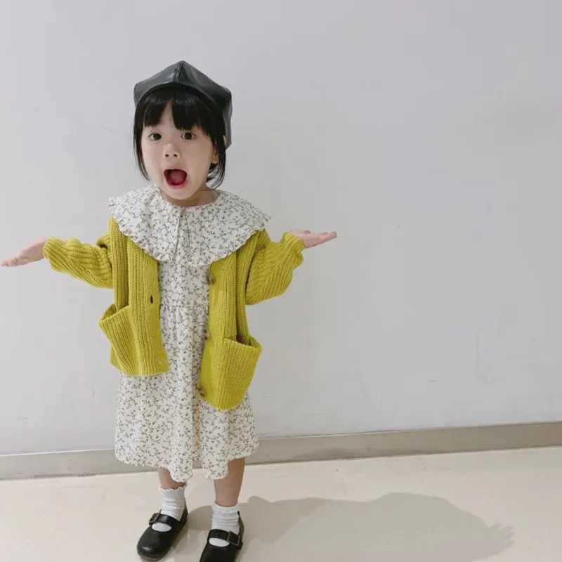 

Baby Girls Boys Cotton Kintted Cardigan Sweaters 2019 Autumn New Children Clothes Korean Style Pure Color Loose Kids Sweaters