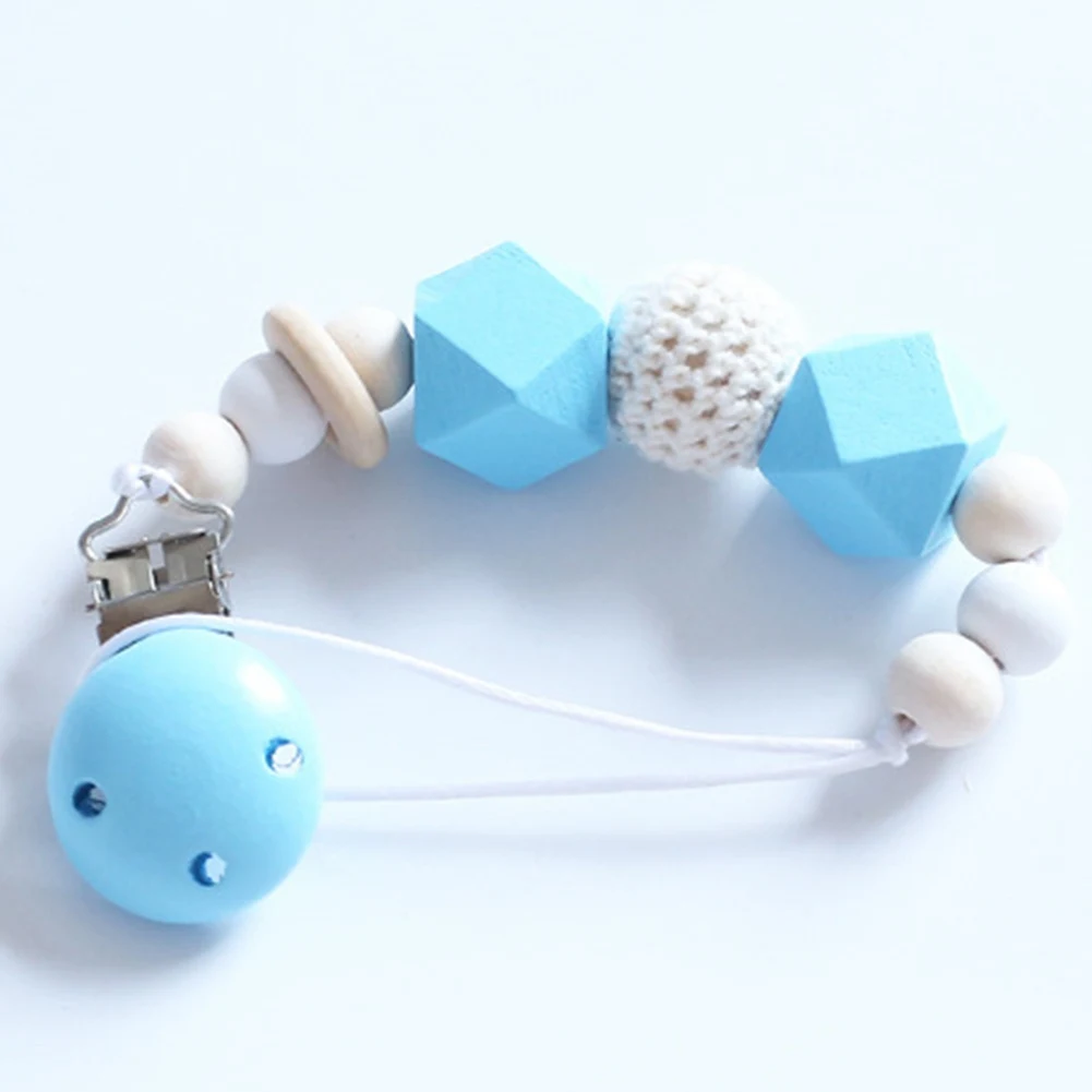 Popular Cute Baby Silicone Teething Dummy Pacifier Clip Bead Infant Soother Nipple Strap Chain - Цвет: BL